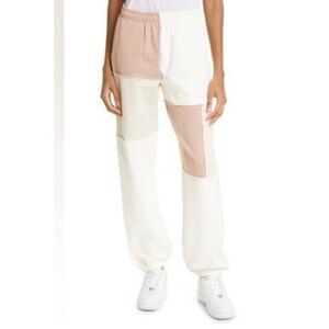 Melody Ehsani ME. Rose Patchwork Tan Brown Jogger Sweatpants.‎